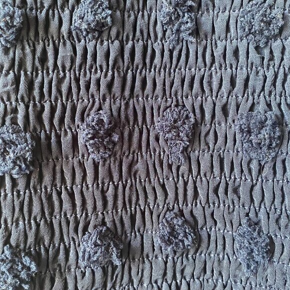 Annebouti Navy Dress Swiss Dot Flare Sleeve Flowy Smocked Bodice Ruffle Hem XL - Picture 5 of 10